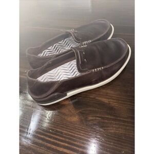 OluKai Men's Brown Leather Slip-On Loafers with White Sole